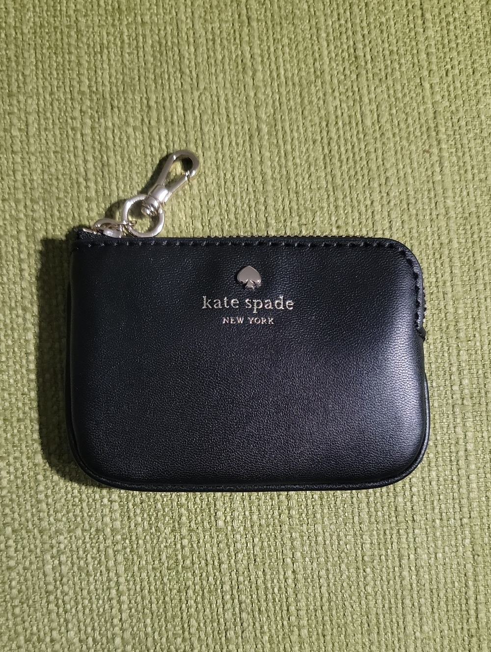 kate spade Black Leather Zip Card Case Key Pouch